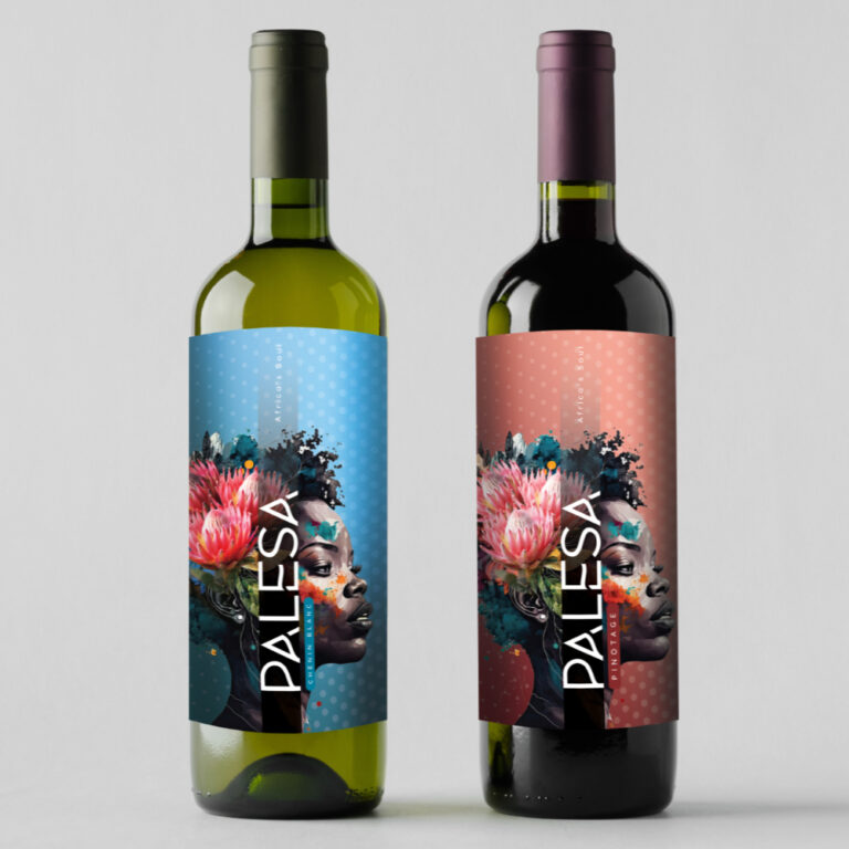 Wine Bottle Mock-Up - Two Bottles. Blank Label